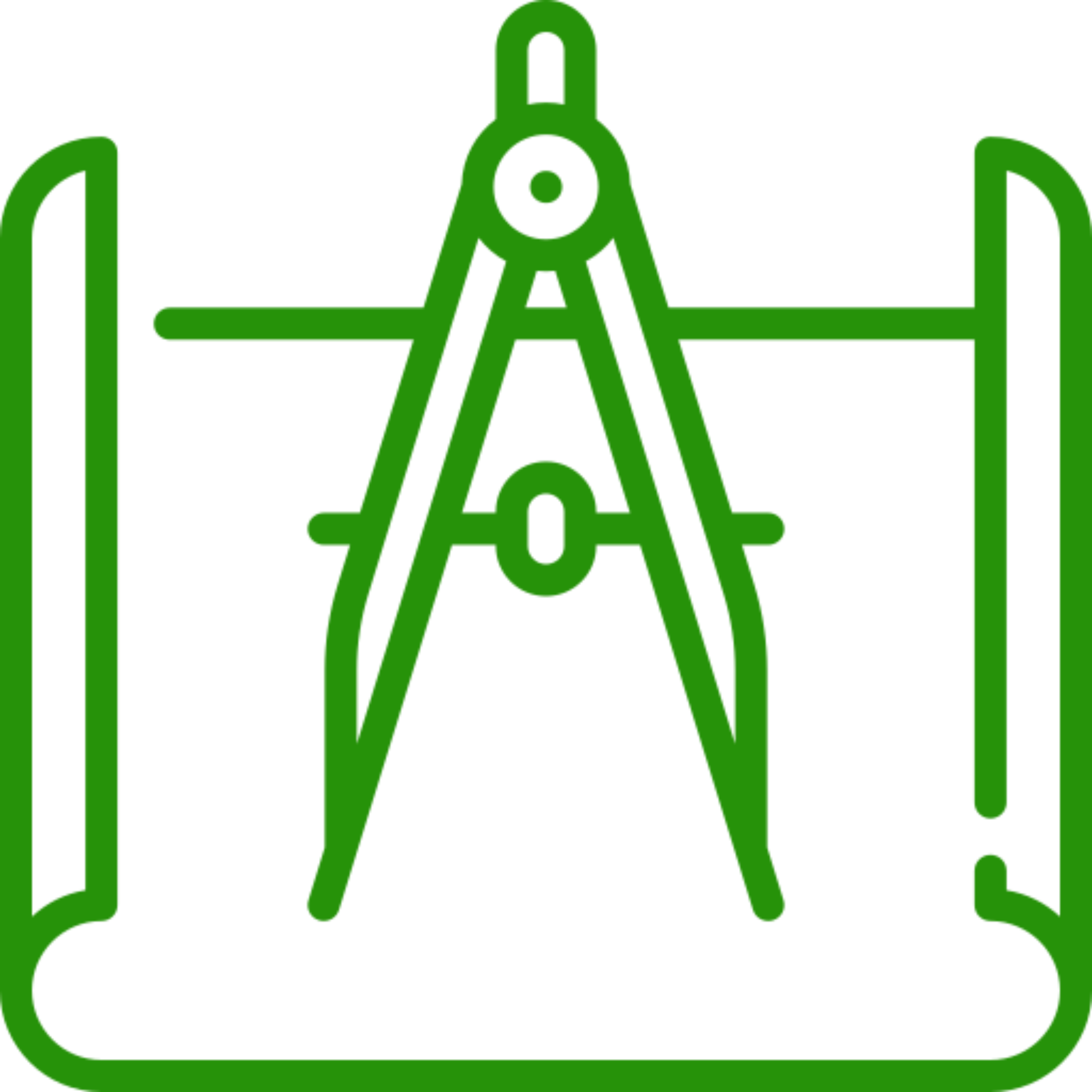 Green compass and blueprint symbol